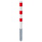 Barrier posts | Steel tube 70 x 70 mm | removable, with triangular locking mechanism | hot-dip galvanized and white coated withthree red reflecting stripes | with 2 eyelets